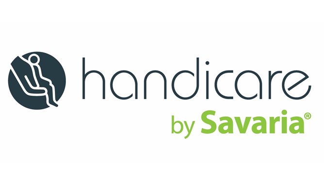 Handicare Logo with by Savaria and registered trademark symbol