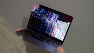 macbook with a broken screen