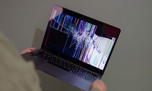 macbook with a broken screen