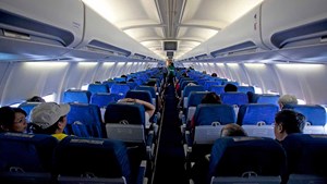 inside of an aeroplane cabin