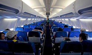inside of an aeroplane cabin