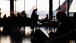 an airport departure lounge
