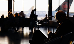 an airport departure lounge